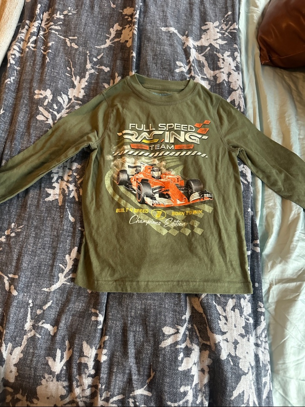 Full Speed Racing Team Kids Long-Sleeve Shirt - Olive Green